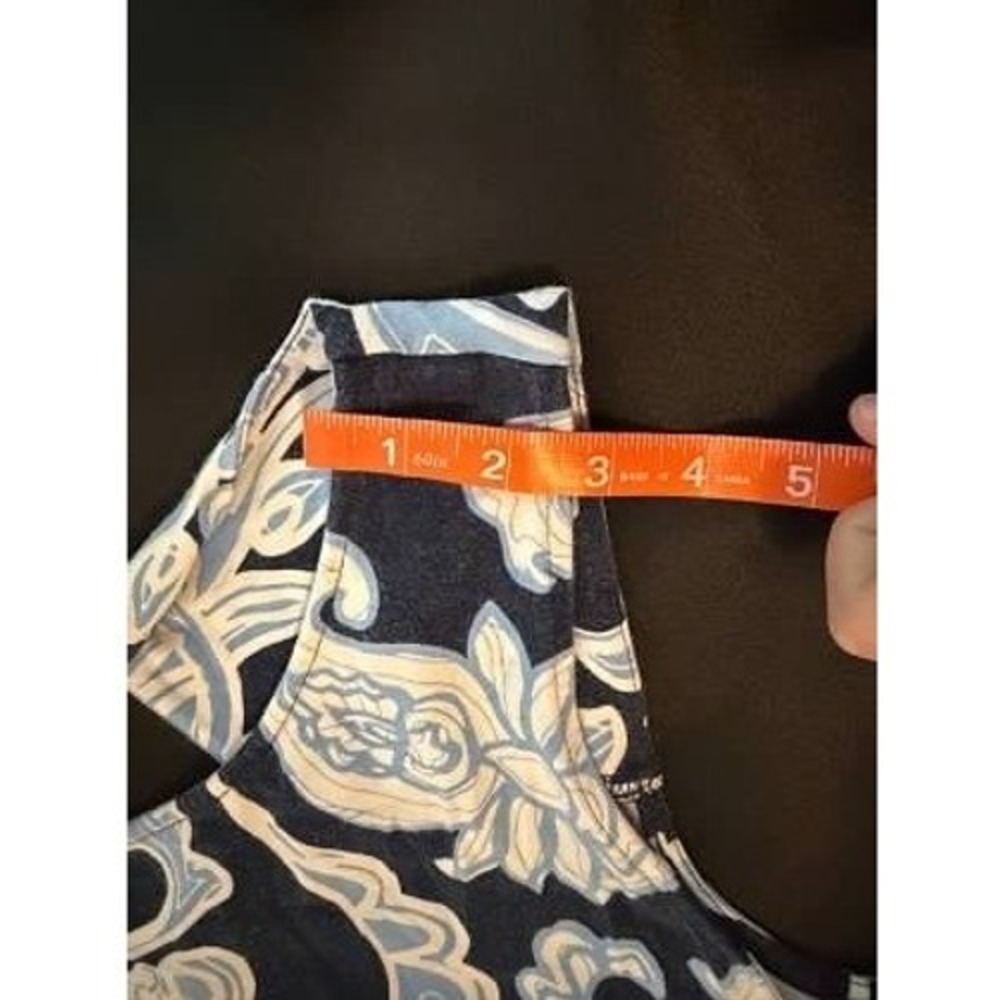 Talbots Navy Blue Paisley Floral Keyhole Back Sleeveless Maxi Dress Large - Picture 6 of 11